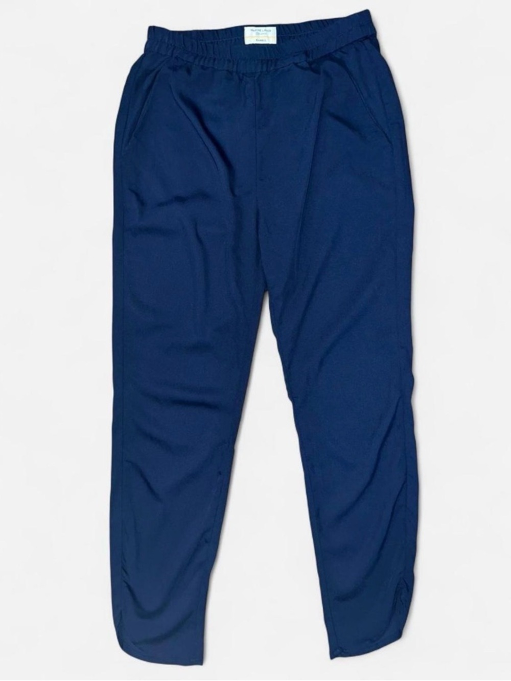 Marine Layer Re-Spun Allie Tapered Pants Navy Blue XS Extra Small Elastic Waist